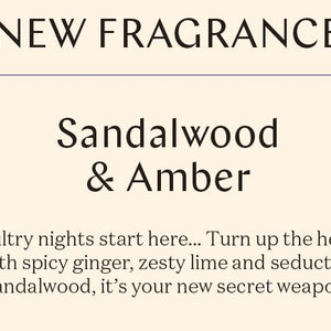 Shelf Talker - Sandalwood & Amber - New Fragrance